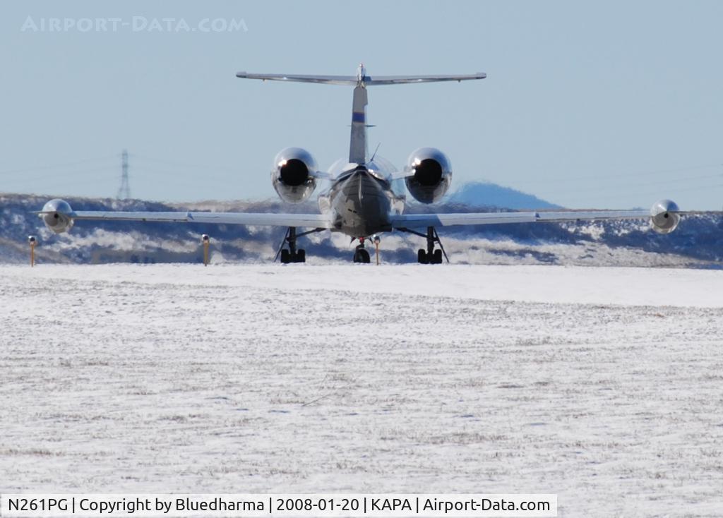 N261PG, 1980 Gates Learjet 35A C/N 329, Turning onto 17L for takeoff.