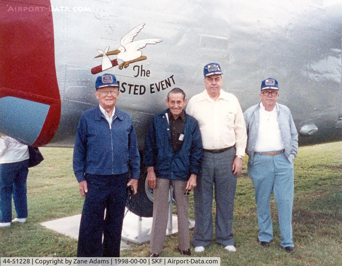 44-51228, 1944 Consolidated B-24M Liberator C/N 6083, Left to Right - Rutledge (nav) Henson (bomb) Jones - My Uncle -  (P) Snow (eng) Crew of Blue Q - 15thAF-465thBG-783rdBS at Lackland AFB in front to the former 