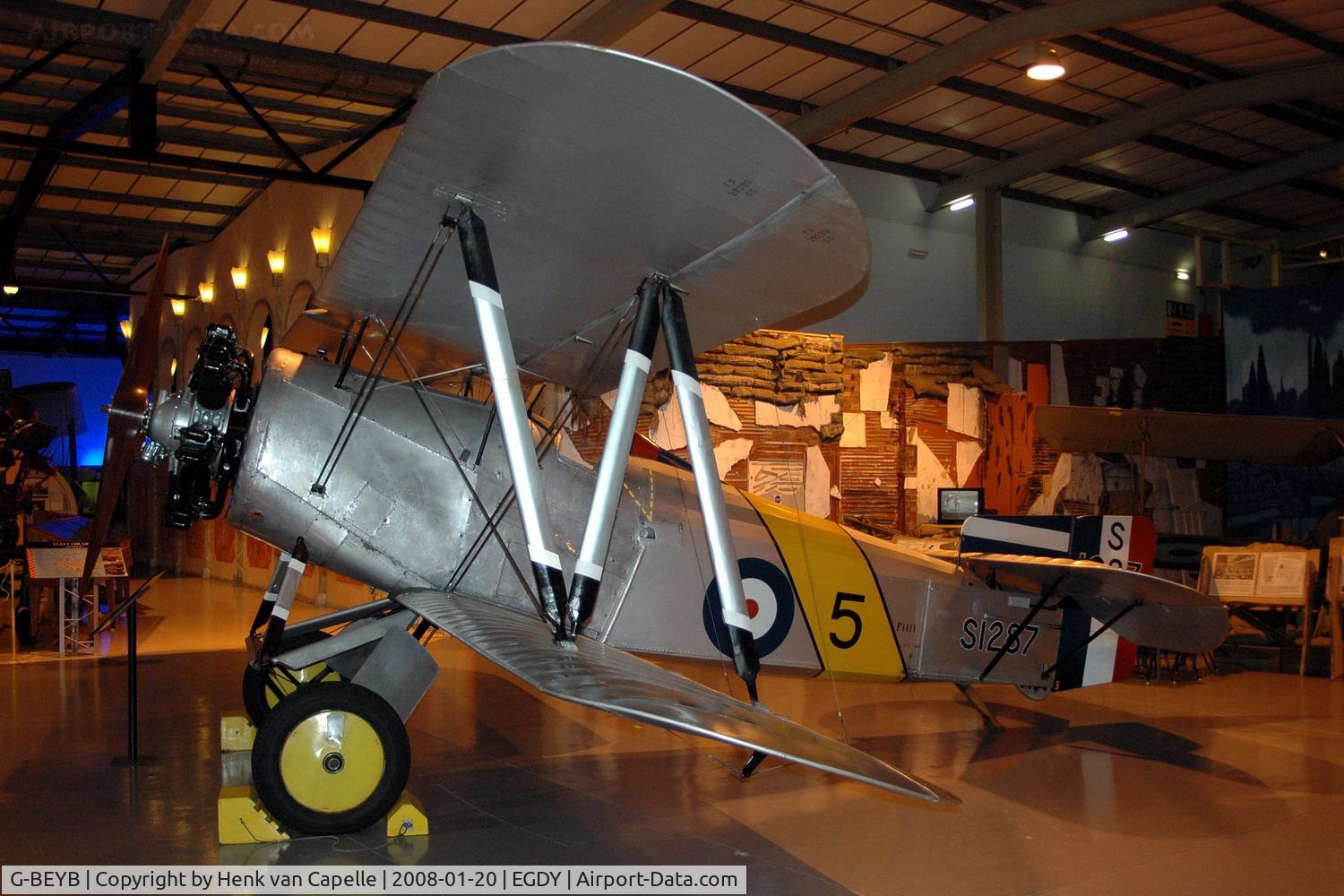 G-BEYB, 1979 Fairey Flycatcher (Westward Airways Ltd replica) C/N WA3, Flycatcher replica, now preserved in Fleet Air Arm Museum as S1287