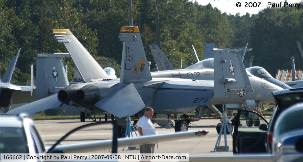 166662, Boeing F/A-18F Super Hornet C/N F140, The Swordsmen's line bird, nearly hidden on the ramp