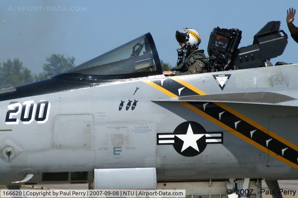 166620, Boeing F/A-18F Super Hornet C/N F113, Her mission marks, below the windscreen