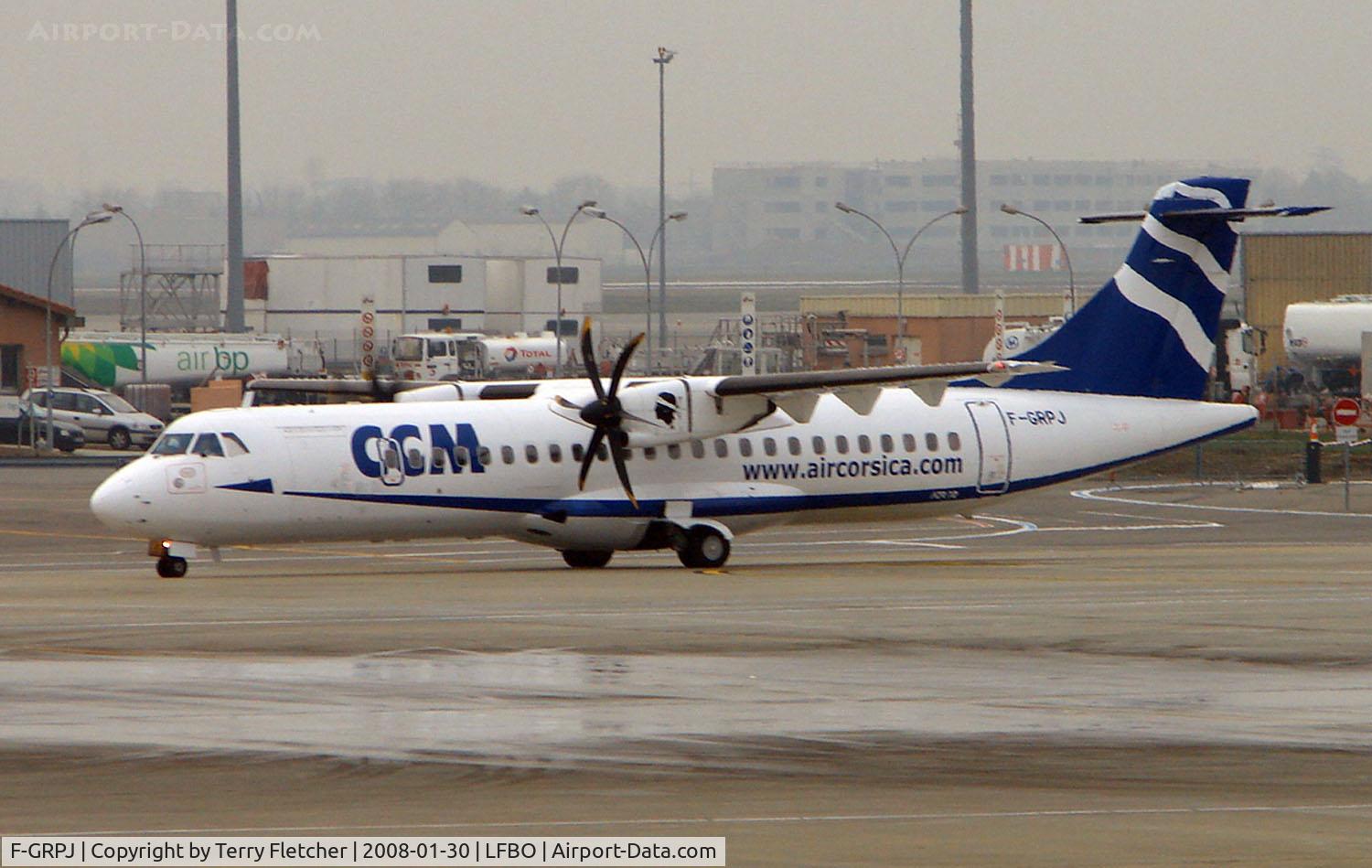 F-GRPJ, 2005 ATR 72-212A C/N 724, Air Corsica CCM Atr72 at Toulouse in Jan 2008