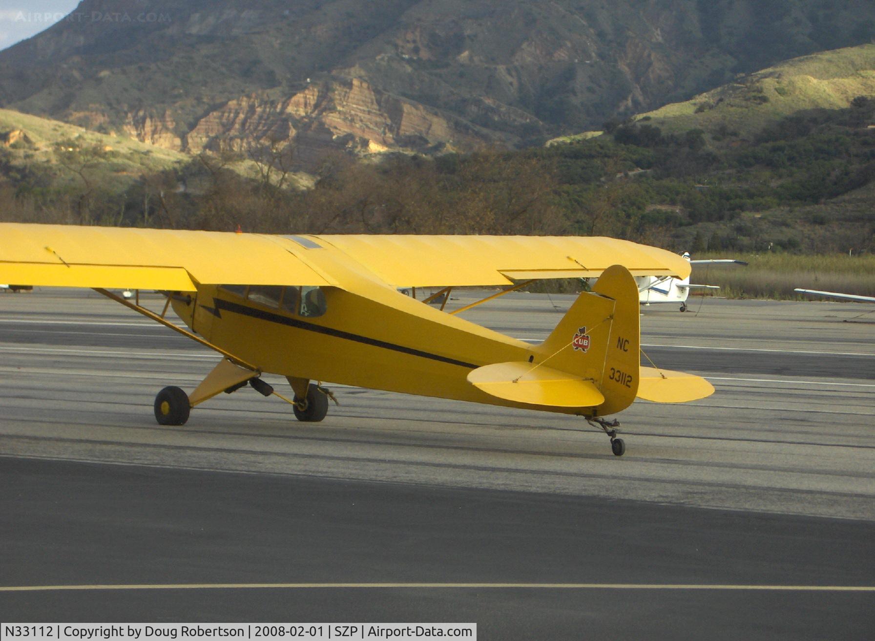 N33112, 1940 Piper J3C-65 Cub Cub C/N 5830, 1940 Piper J3C-65 CUB, Continental C90 90 Hp upgrade, taxi to Rwy 22