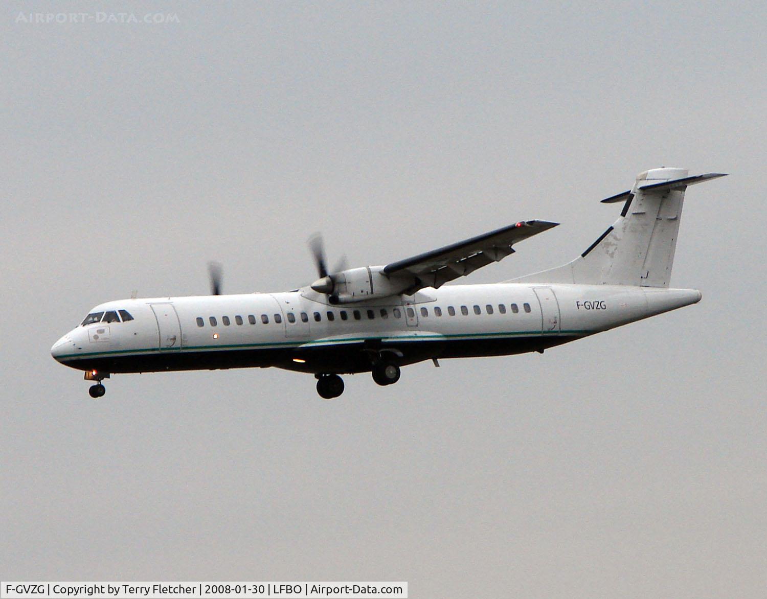 F-GVZG, 1989 ATR 72-201 C/N 145, Untitled ATR72 making approach to Toulouse in January 2008