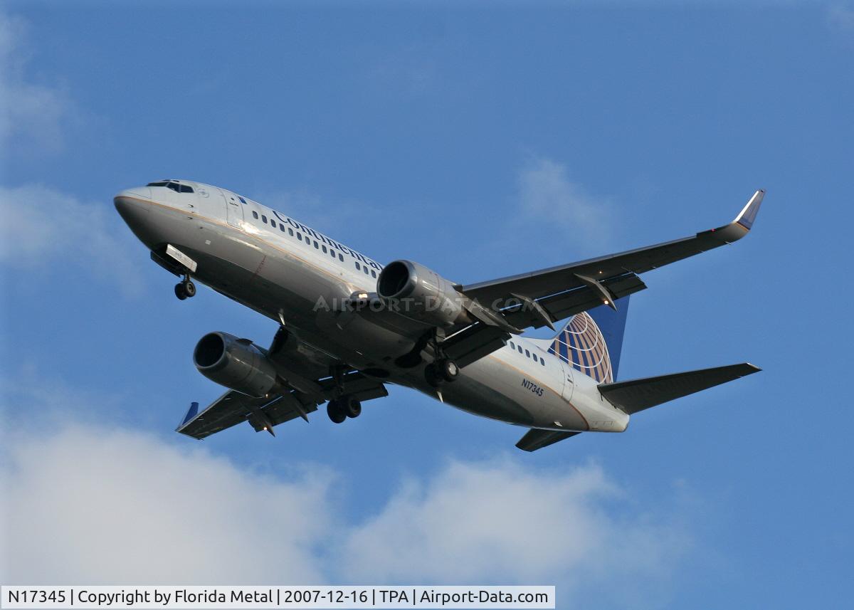N17345, 1987 Boeing 737-3TO C/N 23583, Continental