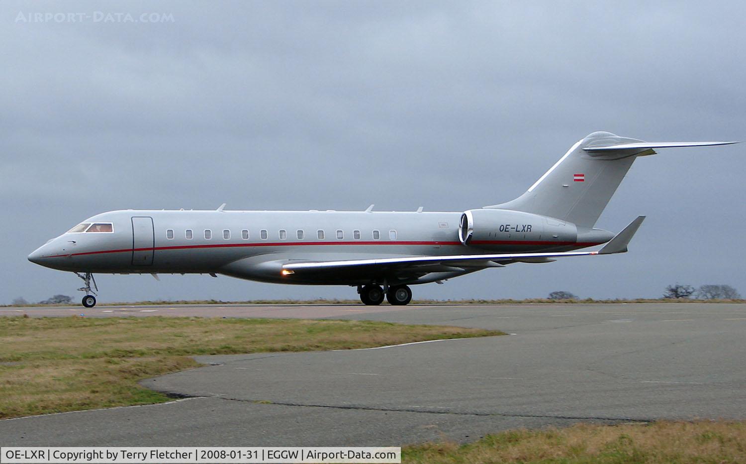 OE-LXR, 2008 Bombardier BD-700-1A10 Global Express XRS C/N 9235, Vistajet's new Global Express arrives Luton on 31/1/08