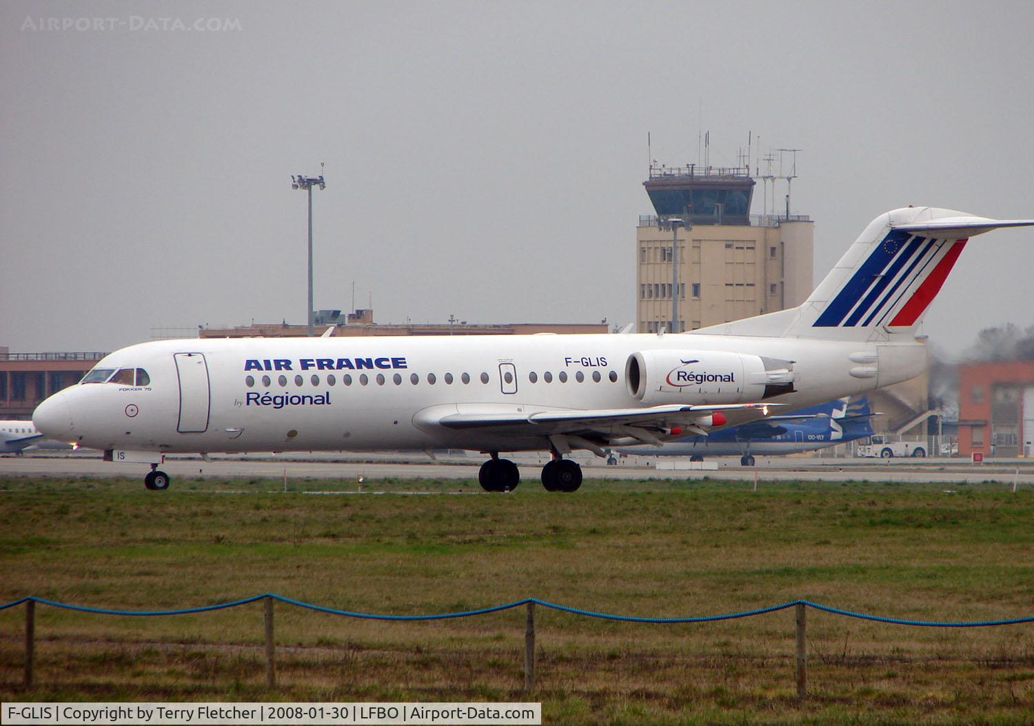 F-GLIS, 1995 Fokker 70 (F-28-0070) C/N 11540, Fokker 70 prepares to depart Toulouse