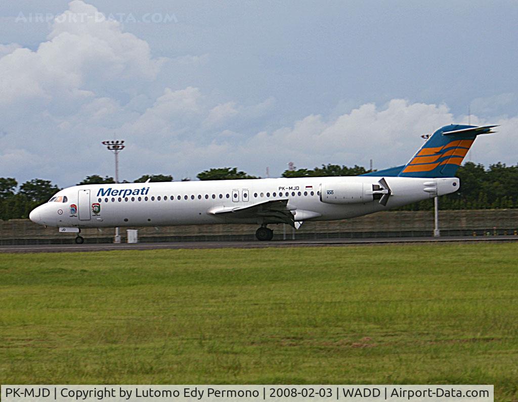 PK-MJD, 1993 Fokker 100 (F-28-0100) C/N 11474, Just landed at DPS