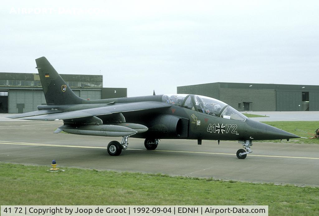 41 72, Dassault-Dornier Alpha Jet A C/N 0172, 1992 saw the last possibilities to photograph the German Alpha Jets in northern Germany. After a long storage this aircraft was sold to Thailand in 2001.