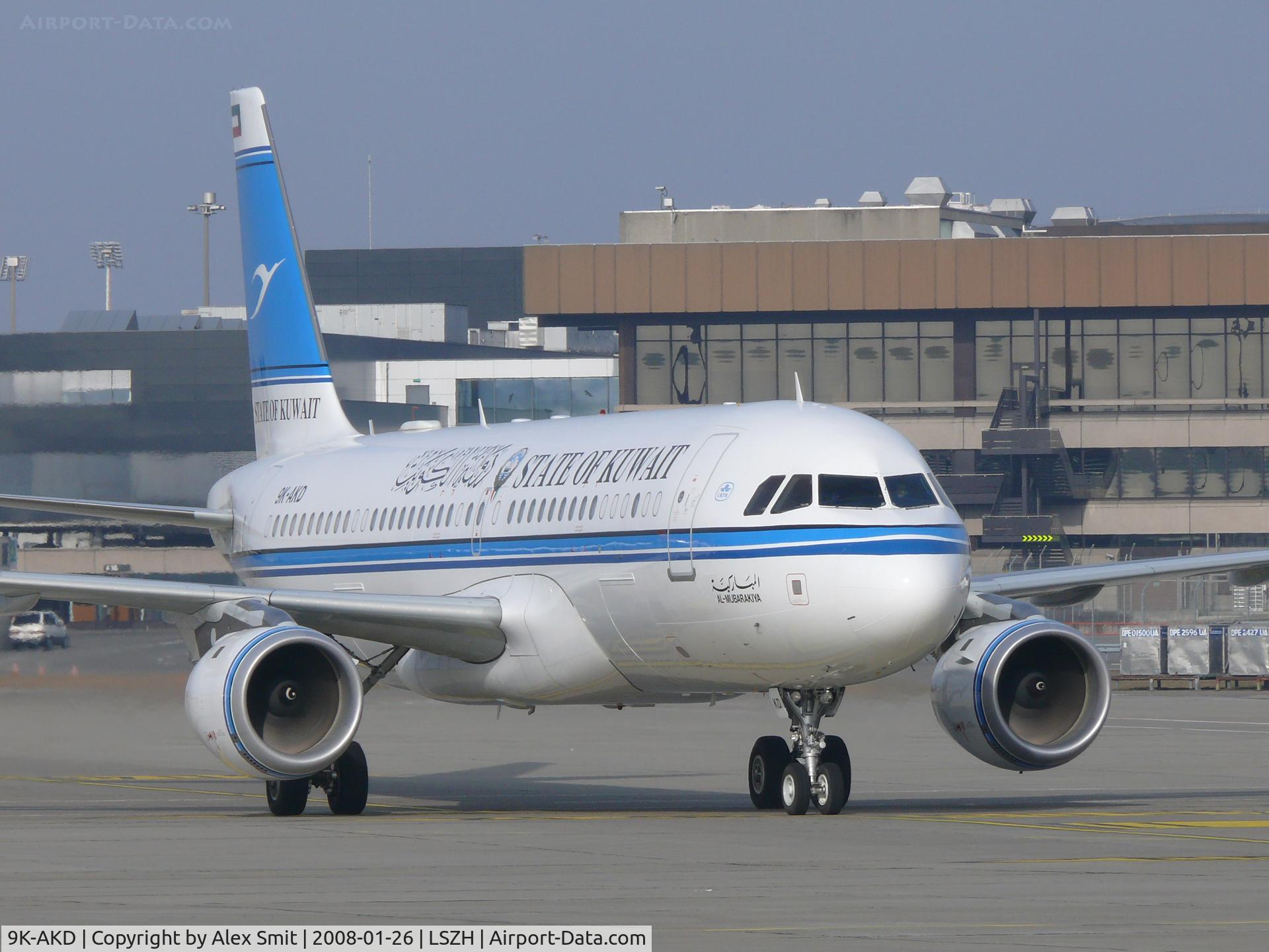 9K-AKD, 2003 Airbus A320-212 C/N 2046, Kuwait Government arriving for the World Economics Forum 2008
