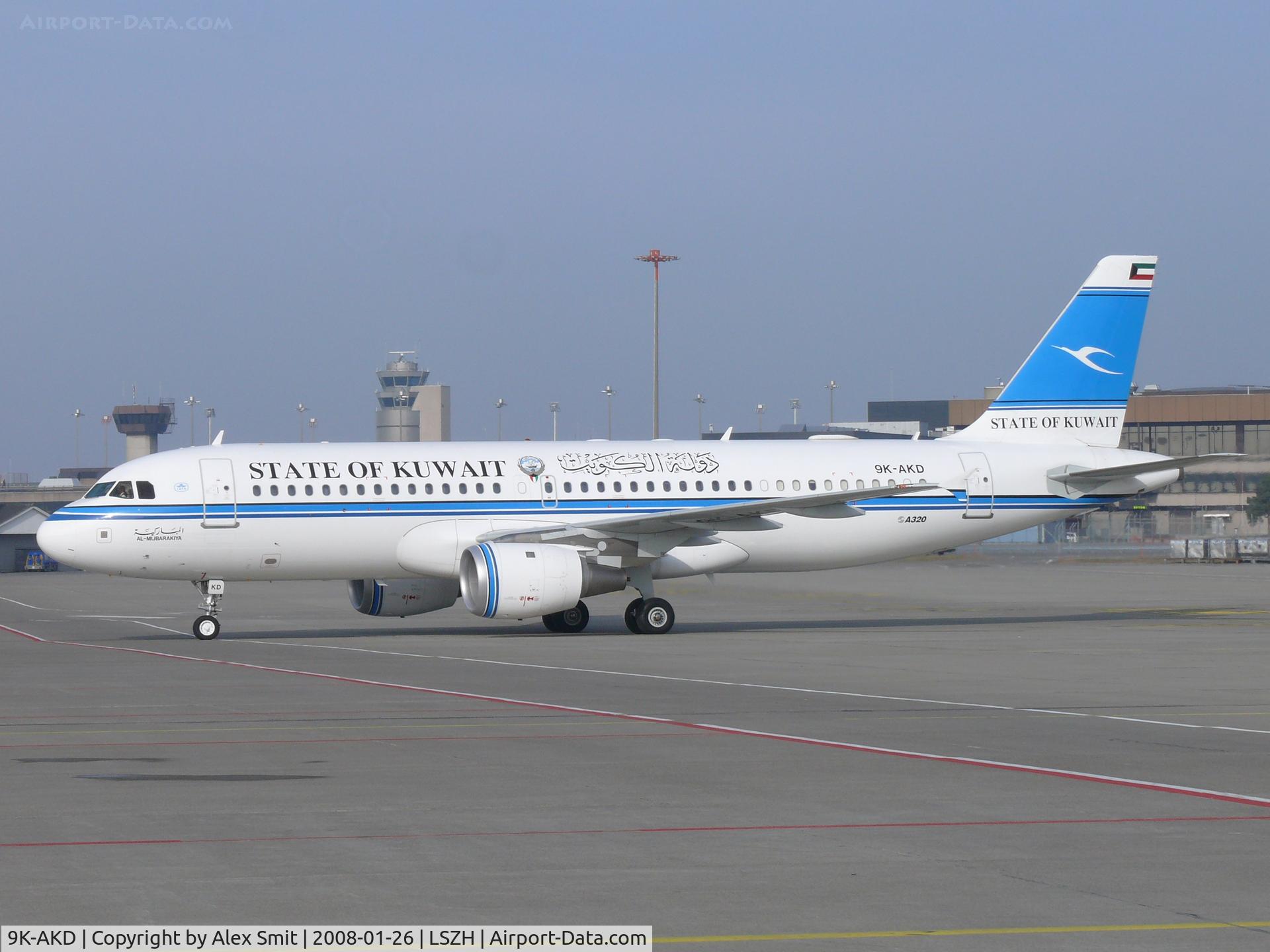 9K-AKD, 2003 Airbus A320-212 C/N 2046, Kuwait government arriving for World Economics Forum 2008