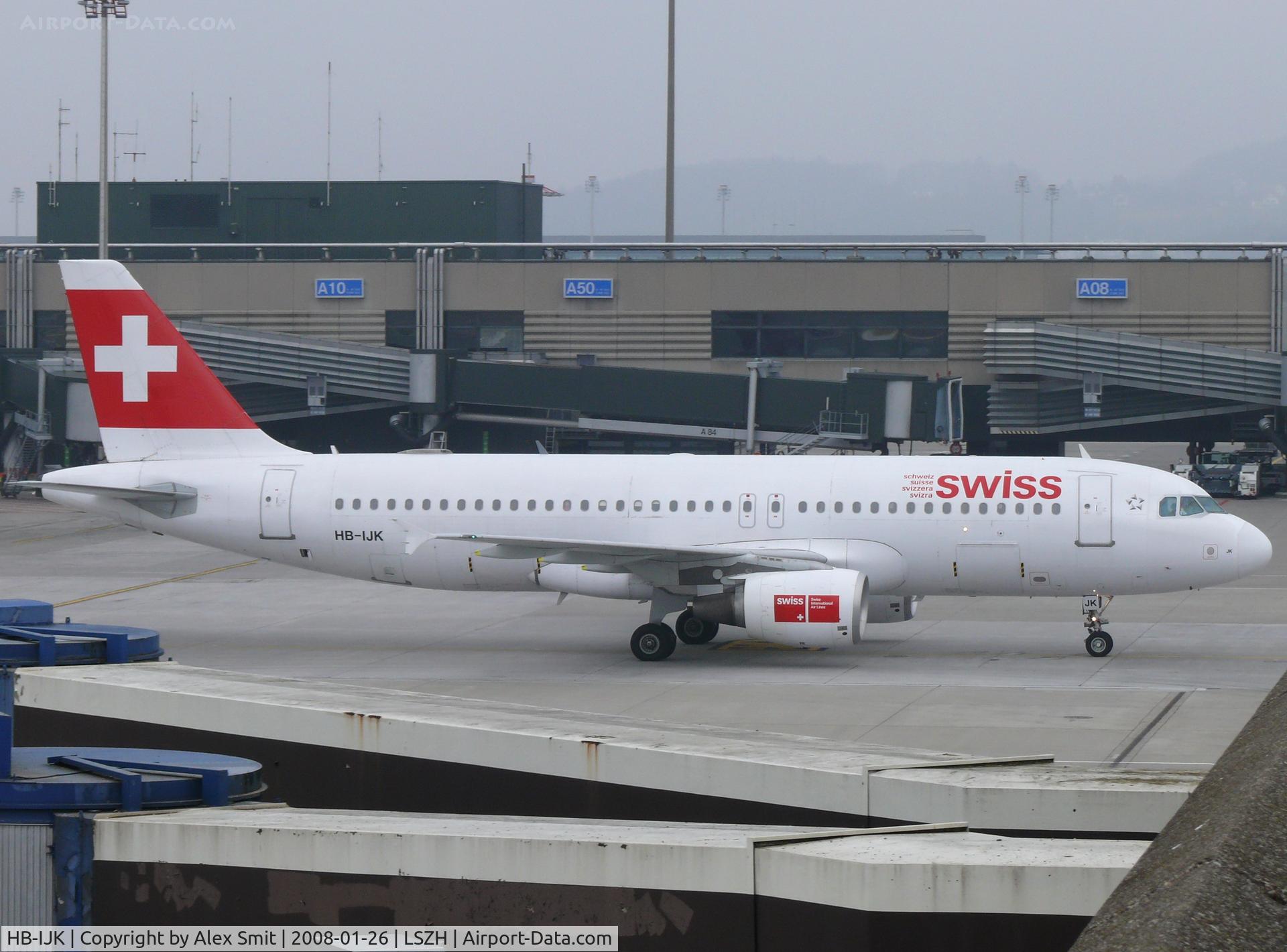 HB-IJK, 1996 Airbus A320-214 C/N 596, Rolling for it's parking spot