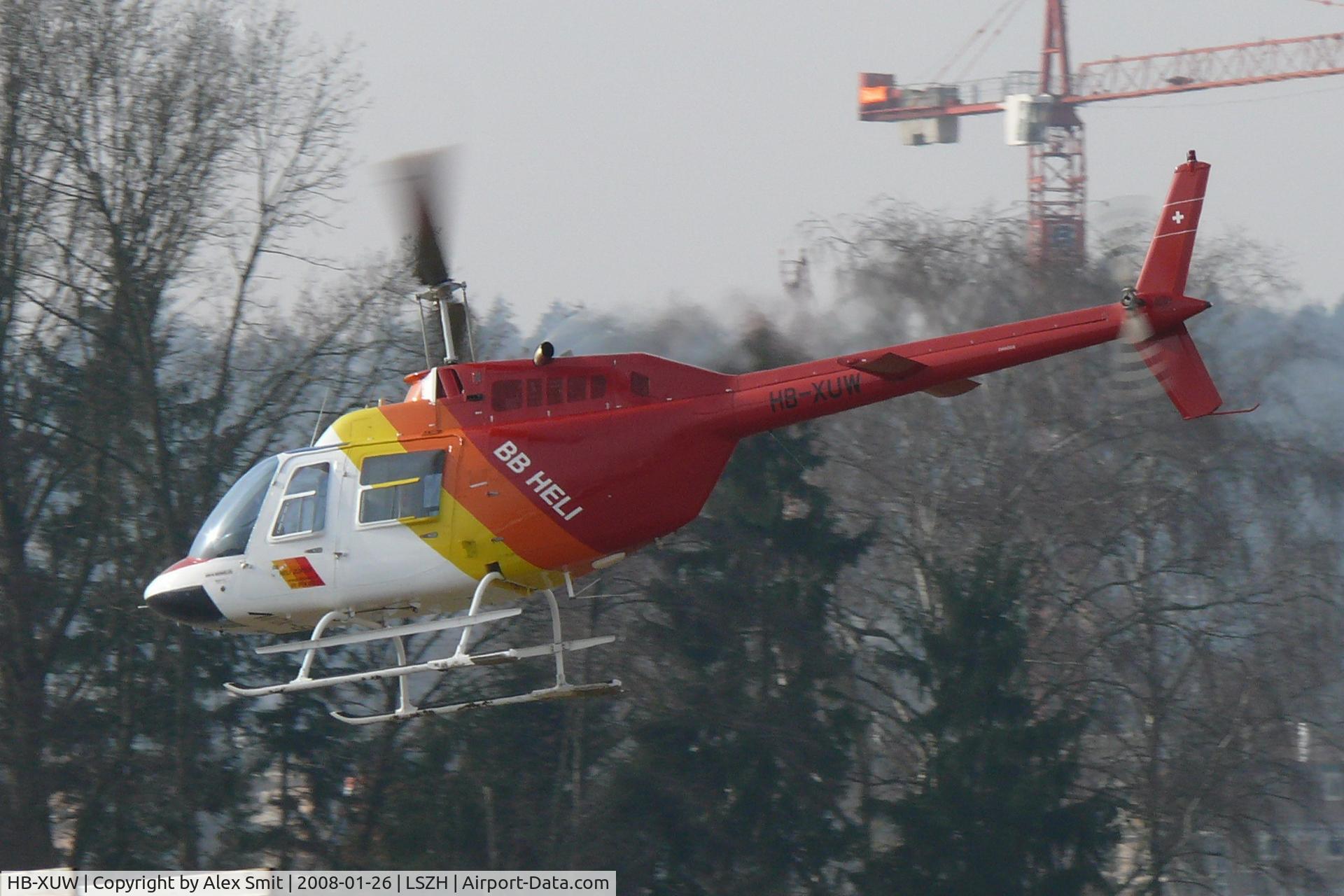 HB-XUW, 1990 Agusta AB-206B JetRanger II C/N 8722, Take off from heliport Zürich