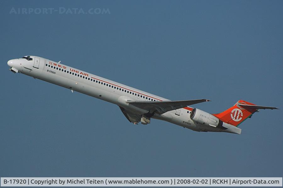B-17920, 1998 McDonnell Douglas MD-90-30 C/N 53574/2186, Uni Air taking off from KHH
