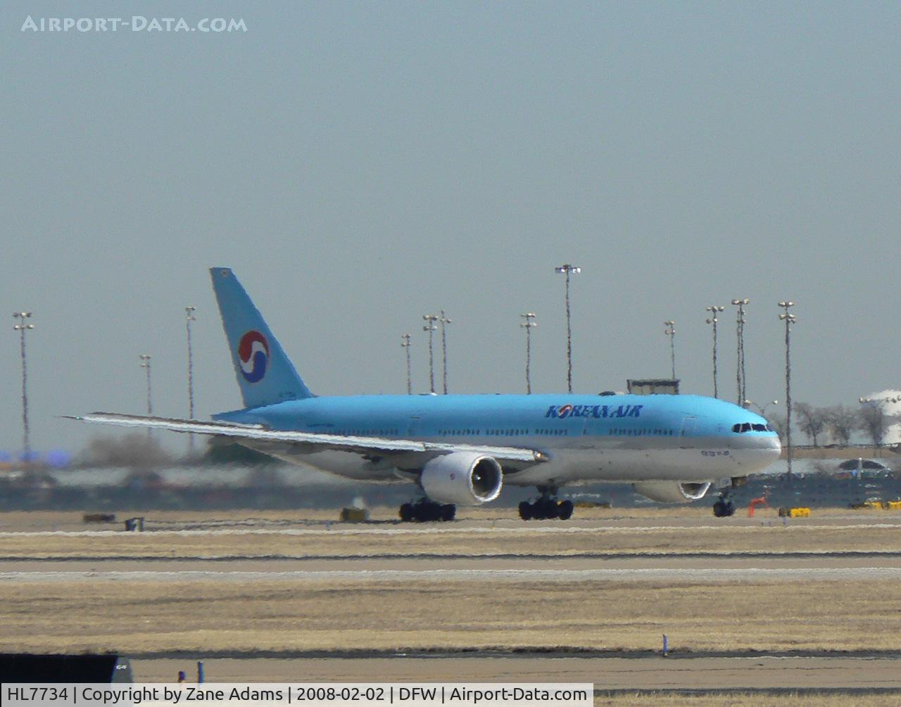 HL7734, 2008 Boeing 777-2B5/ER C/N 34207, Korean Air takeoff form DFW
