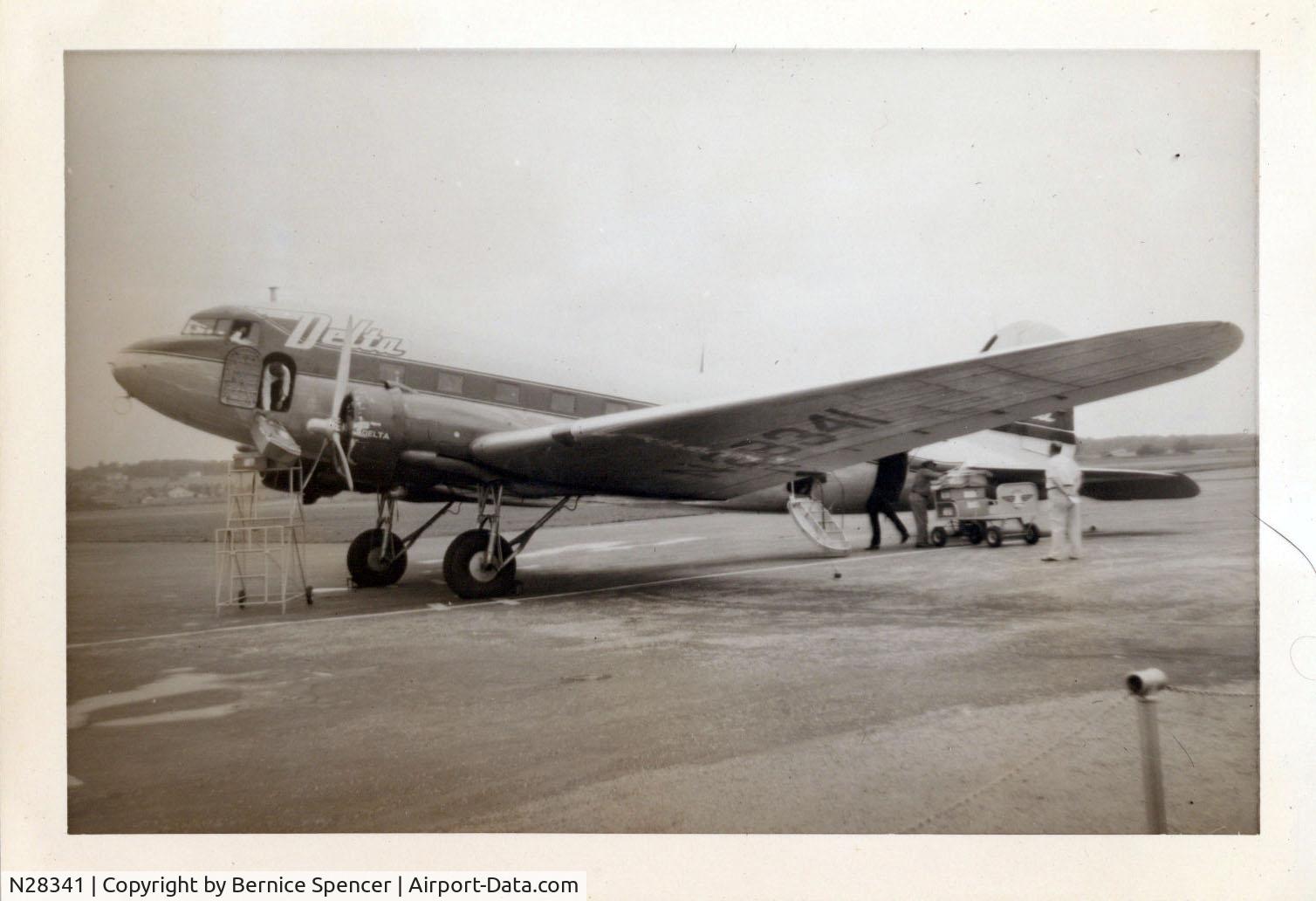 N28341, 1940 Douglas DC-3-G202A C/N 3278, Probably taken at Greenville, SC at some point in the late 40s or early 50s
