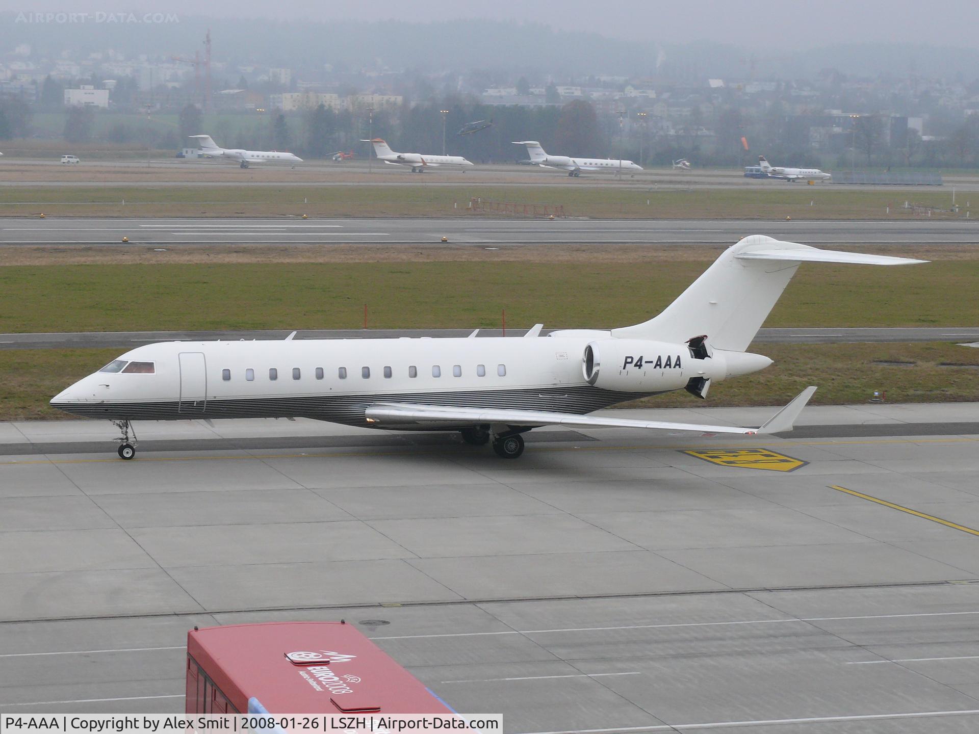 P4-AAA, Bombardier BD-700-1A10 Global Express C/N 9136, Visitor for the World Economics Forum 2008