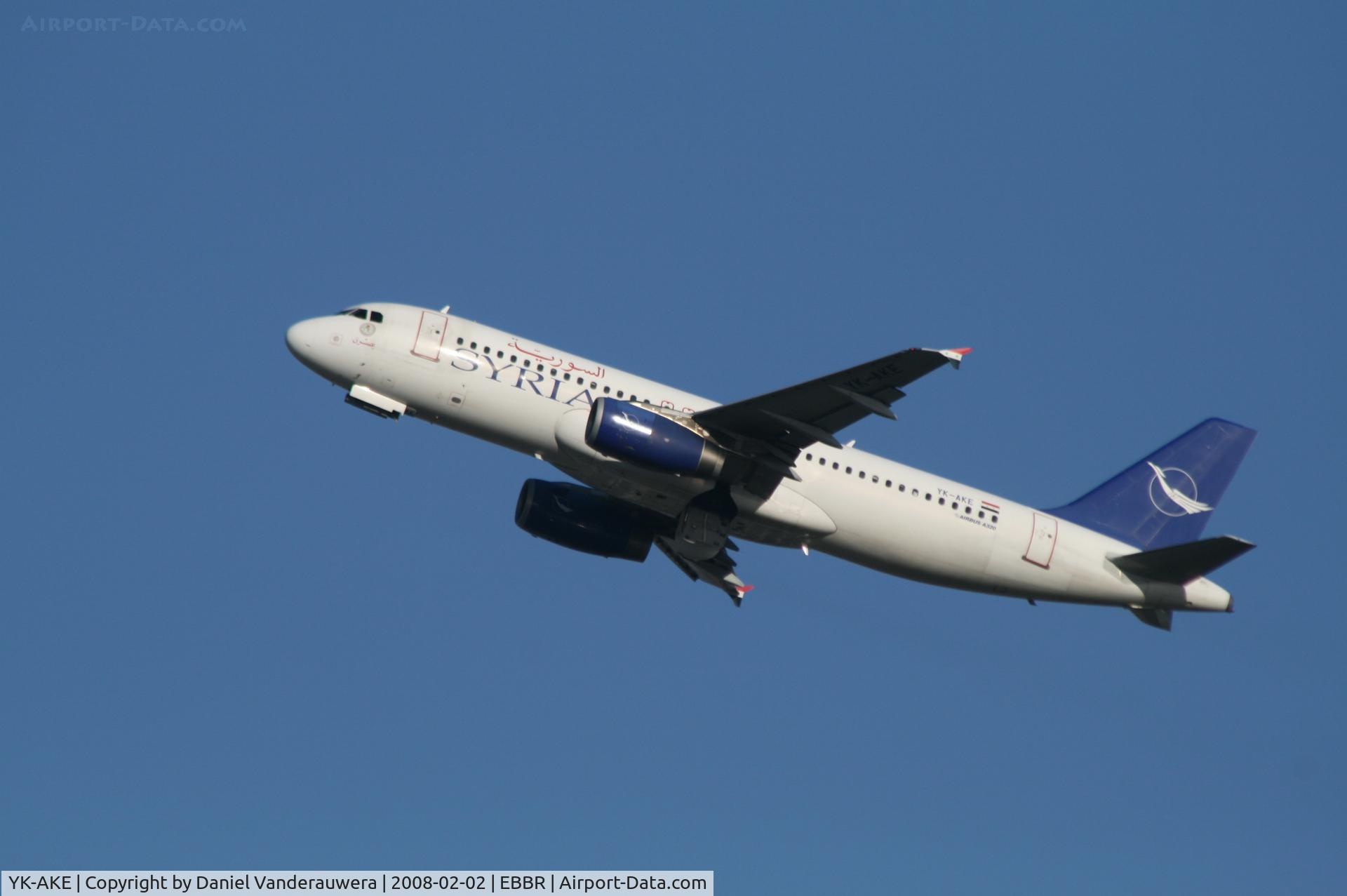 YK-AKE, 1999 Airbus A320-232 C/N 1085, flight RB428 is taking off from rwy 25R