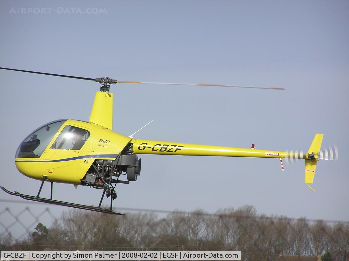 G-CBZF, 2002 Robinson R22 Beta C/N 3393, Robbo 22 landing at Conington