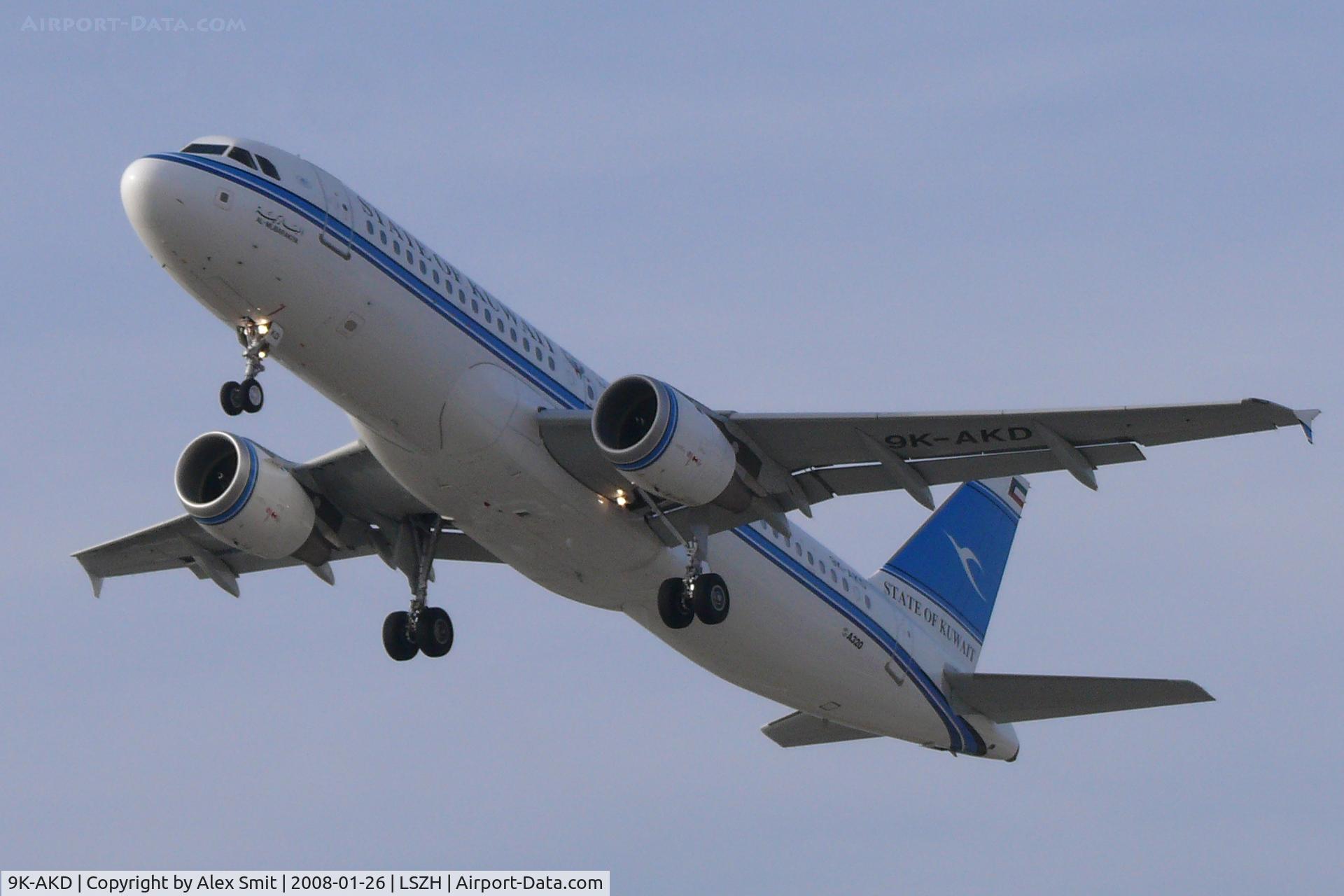 9K-AKD, 2003 Airbus A320-212 C/N 2046, Taking off from runway 34