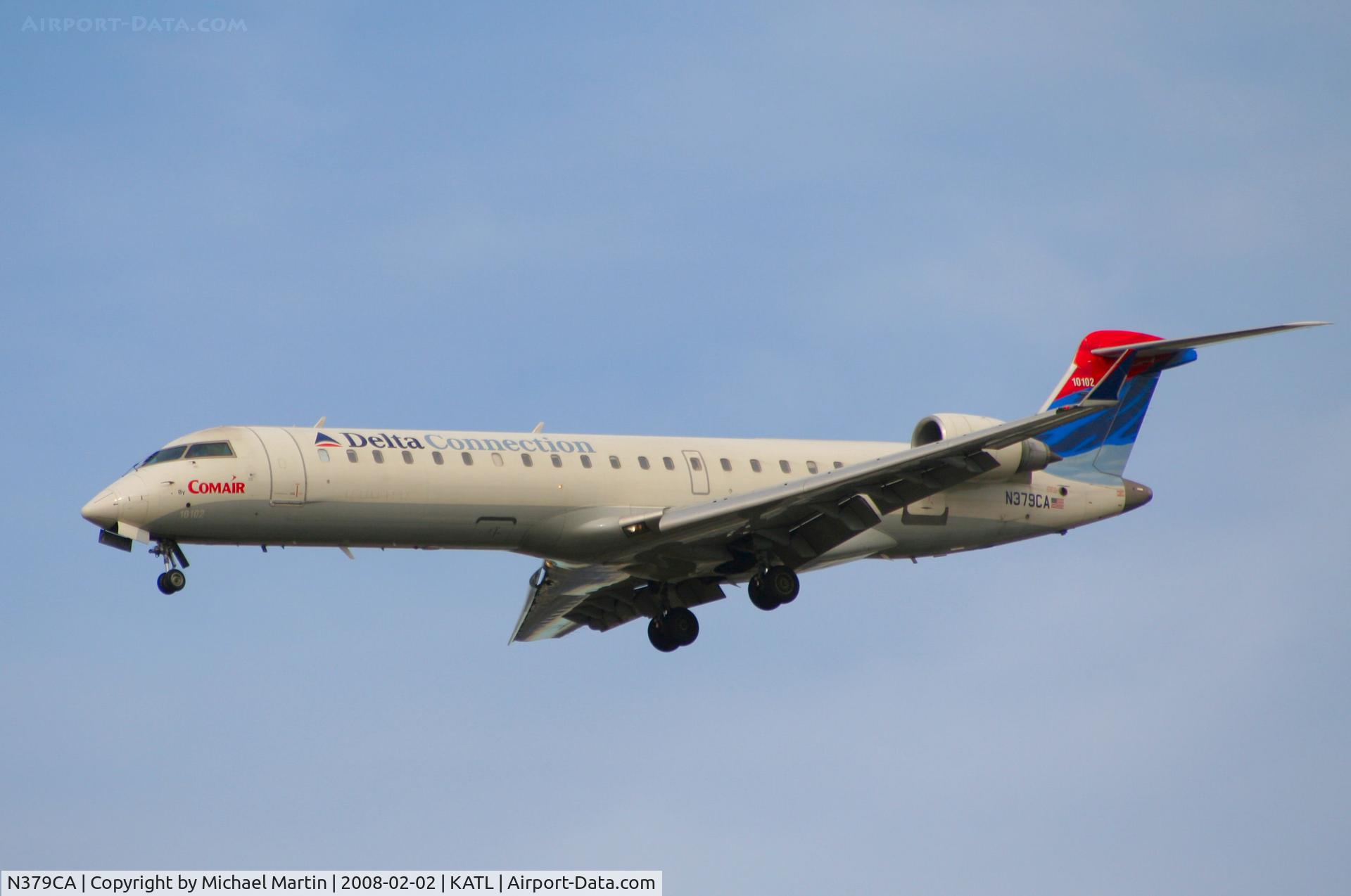 N379CA, 2003 Bombardier CRJ-701ER (CL-600-2C10) Regional Jet C/N 10102, On final for Runway 26R