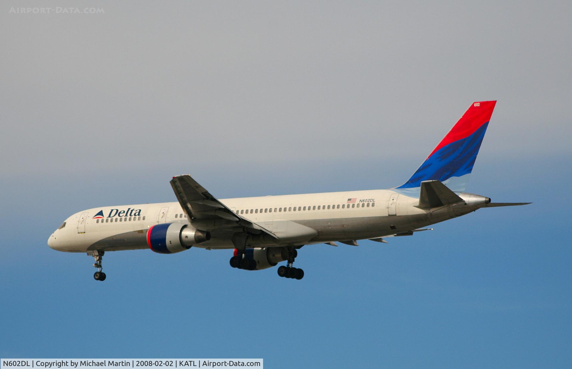 N602DL, 1984 Boeing 757-232 C/N 22809, Over the numbers of 26R