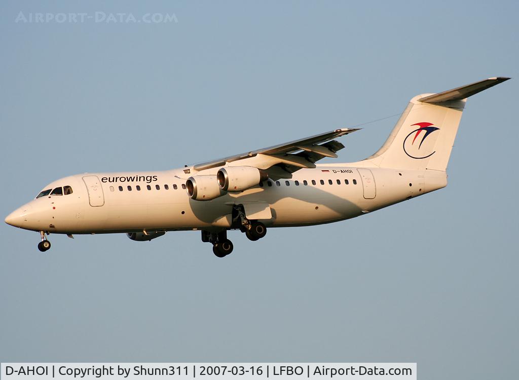 D-AHOI, 1990 British Aerospace BAe.146-300A C/N E3187, Landing rwy 32L