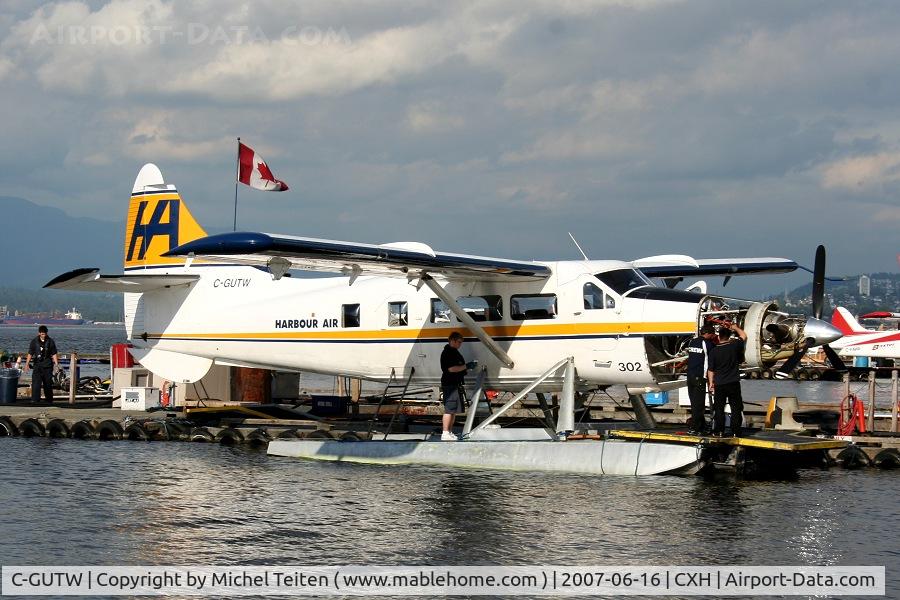 C-GUTW, 1960 De Havilland Canada DHC-3 Turbo Otter Otter C/N 405, Harbour Air DHC-3 under light maintenance at Coal harbour