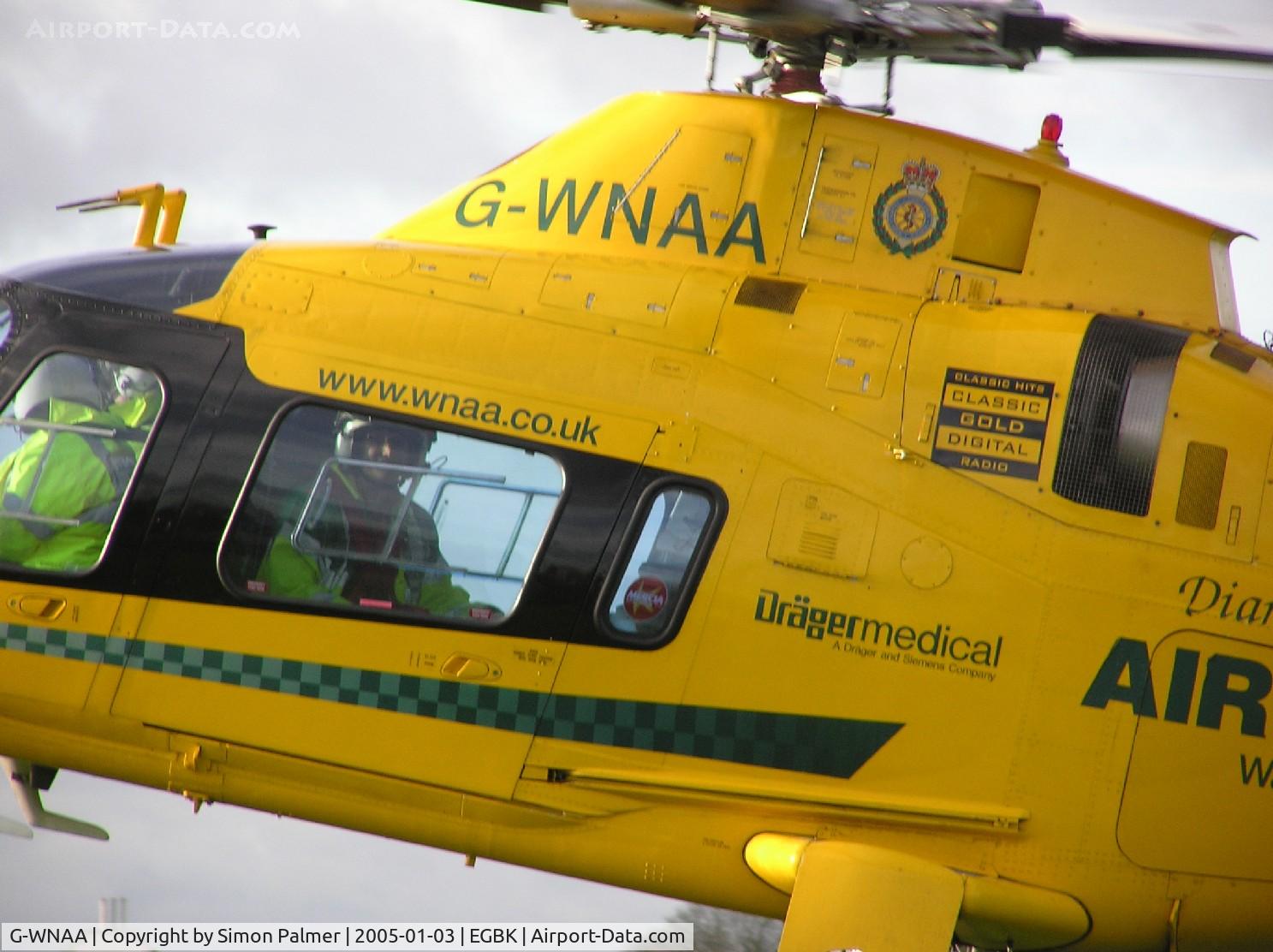 G-WNAA, 2000 Agusta A-109E Power C/N 11090, Close-up of A109 landing at Sywell