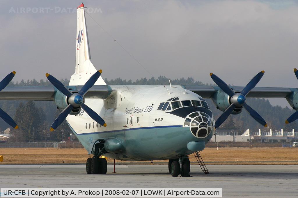 UR-CFB, Antonov An-12BP C/N 8343402, Very special in KLU, came for a fuel stop.