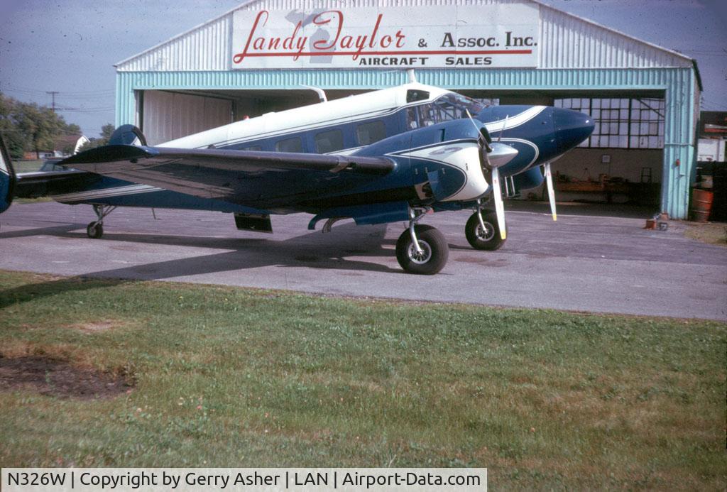 N326W, 1959 Beech E18S C/N BA-443, Another shot of 26W as a corporate transport for Diamond Reo, Lansing MI in 1963