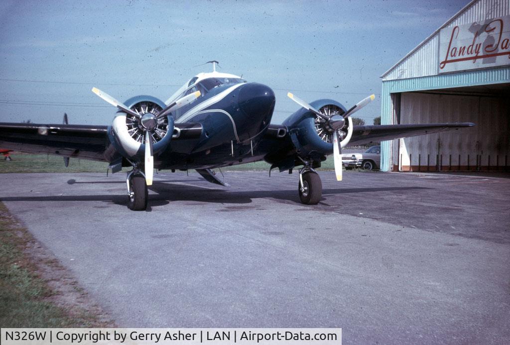 N326W, 1959 Beech E18S C/N BA-443, Another shot of 26W as a corporate transport for Diamond Reo, Lansing MI in 1963