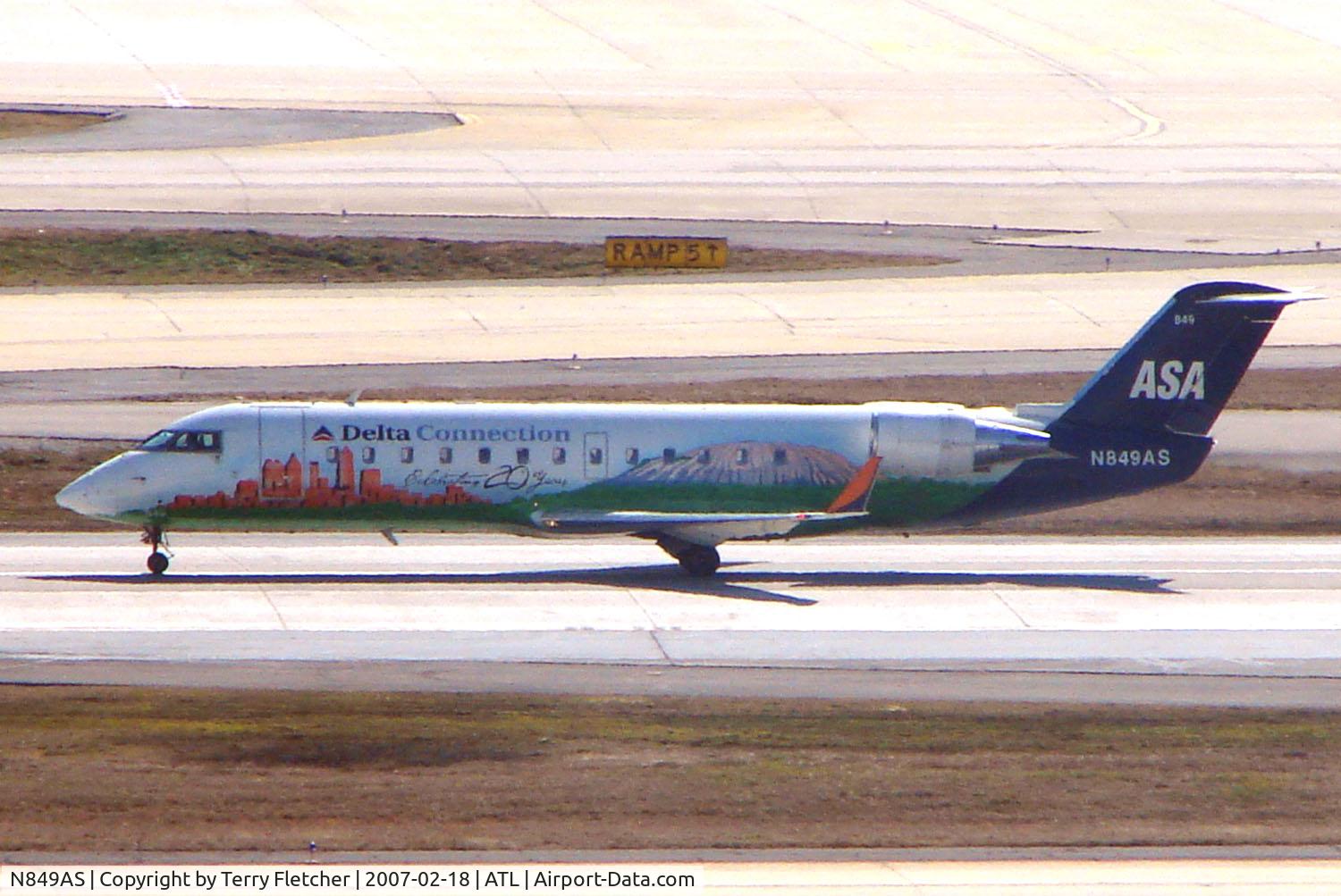 N849AS, 1999 Bombardier CRJ-200ER (CL-600-2B19) C/N 7347, Delta Connection's logo jet