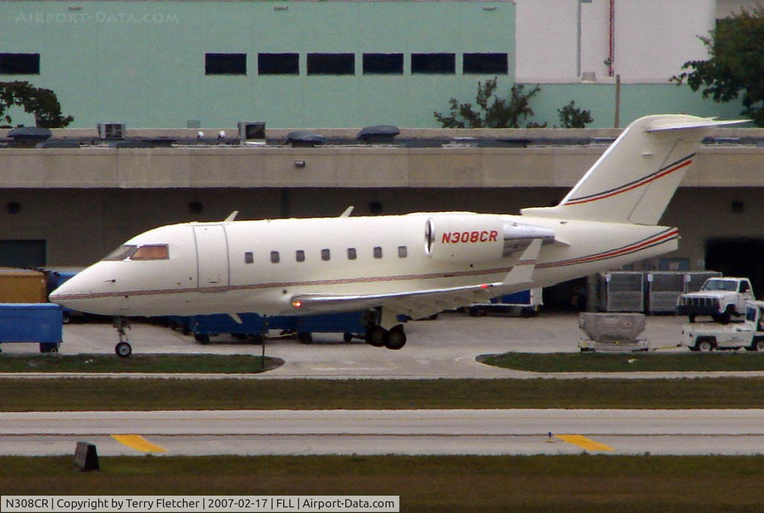 N308CR, 1991 Canadair Challenger 601-3A (CL-600-2B16) C/N 5092, Challenger landing at FLL in Feb 2008