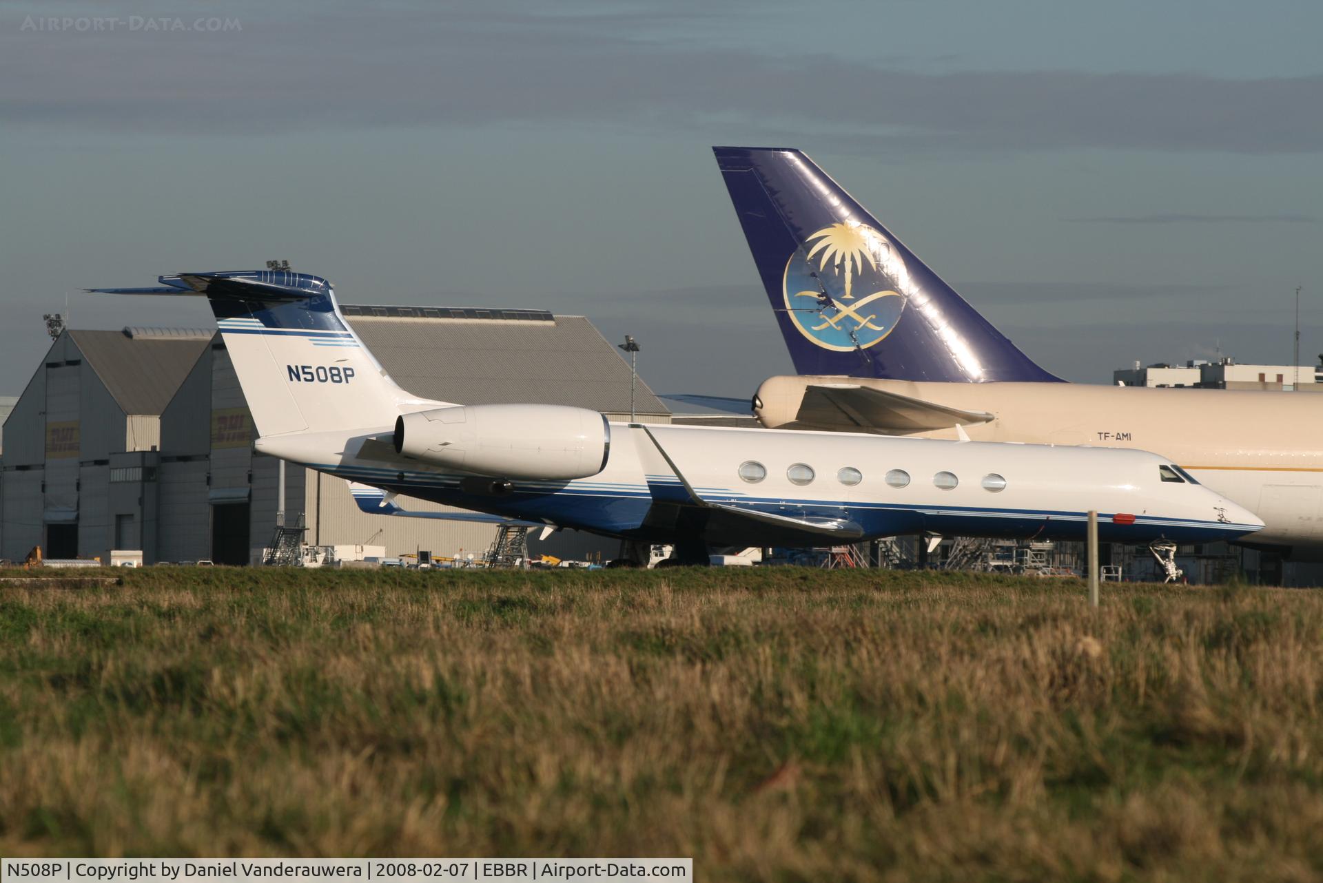 N508P, 2002 Gulfstream Aerospace G-V C/N 693, parked on G.A. apron