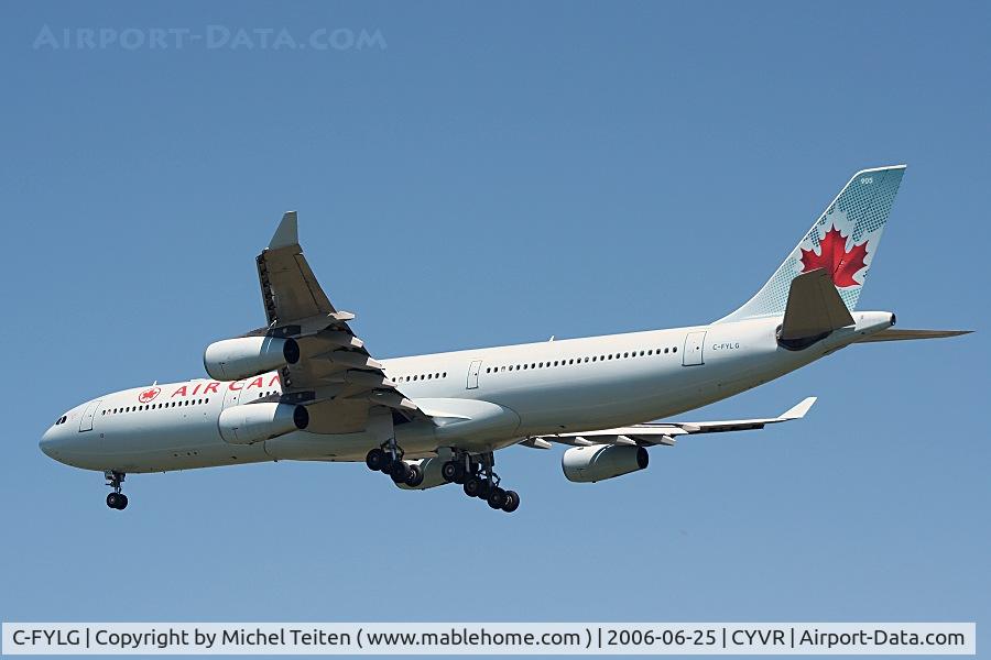 C-FYLG, 1996 Airbus A340-313 C/N 175, Air Canada approaching YVR