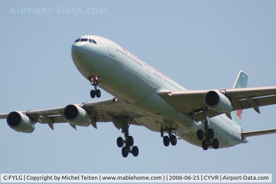 C-FYLG, 1996 Airbus A340-313 C/N 175, Air Canada approaching YVR