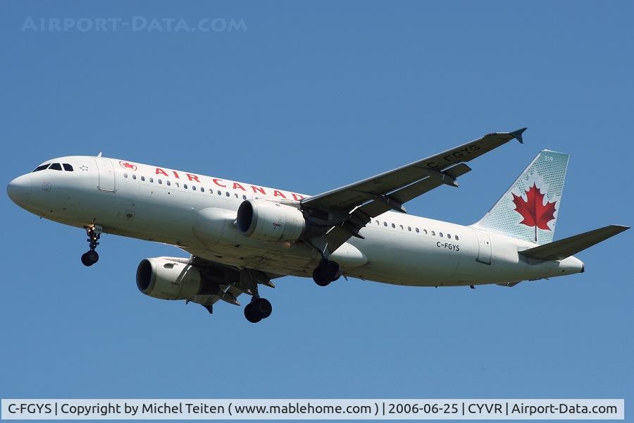 C-FGYS, 1991 Airbus A320-211 C/N 255, Air Canada approaching YVR