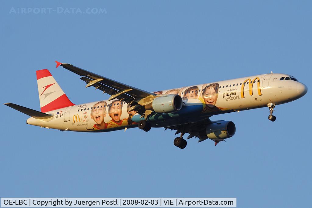 OE-LBC, 1996 Airbus A321-111 C/N 581, with EURO2008 sticker