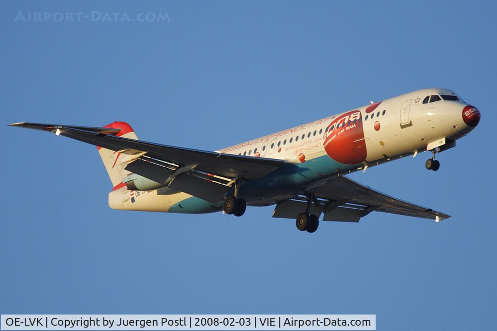 OE-LVK, 1992 Fokker 100 (F-28-0100) C/N 11397, with EURO2008 sticker