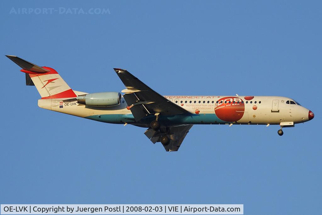 OE-LVK, 1992 Fokker 100 (F-28-0100) C/N 11397, with EURO2008 sticker