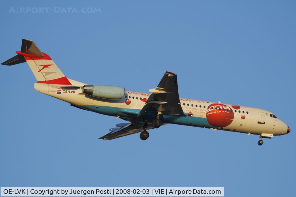 OE-LVK, 1992 Fokker 100 (F-28-0100) C/N 11397, with EURO2008 sticker