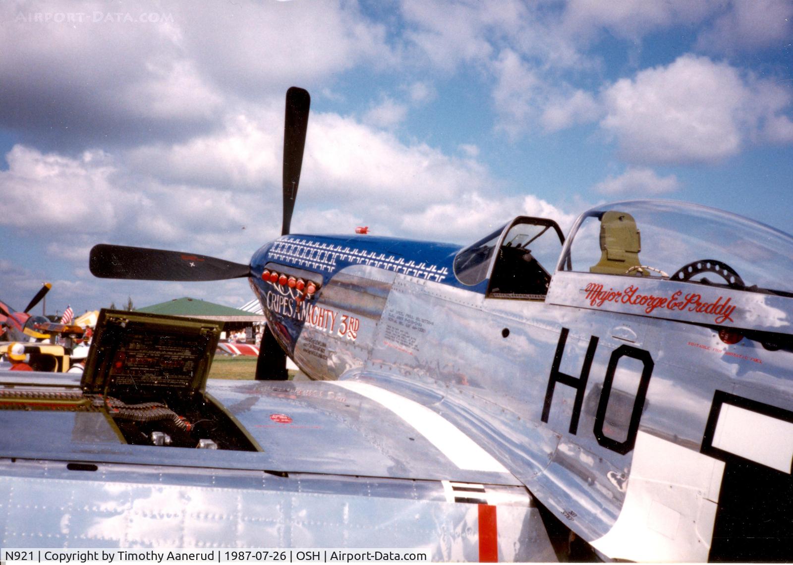 N921, 1945 North American P-51D Mustang C/N 124-48260 (45-11507), Oshkosh 1987, 45-11507, Displayed as 45-13321