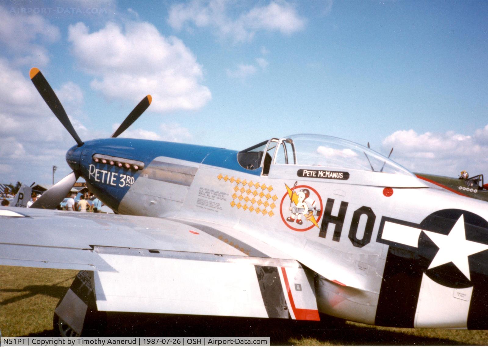 N51PT, 1958 North American F-51D Mustang C/N 44-72145, Oshkosh 1987, 44-72145