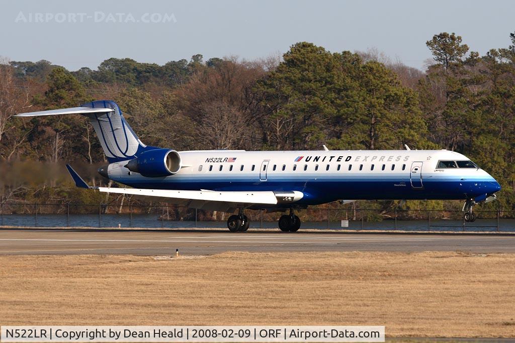 N522LR, 2006 Bombardier CRJ-700 (CL-600-2C10) Regional Jet C/N 10262, United Express (Operated by Mesa Airlines) N522LR (FLT ASH7238) from Washington Dulles Int'l (KIAD) landing on RWY 23.
