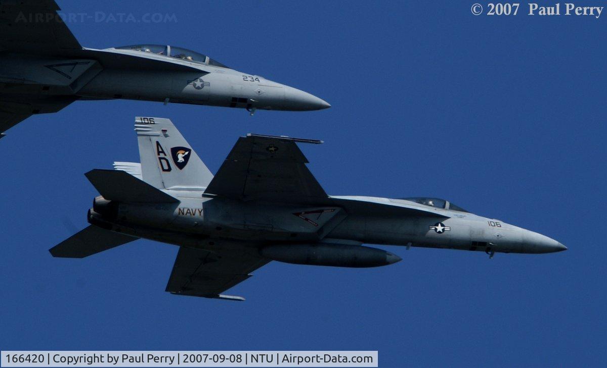 166420, Boeing F/A-18E Super Hornet C/N E065, Hi-viz lady in the lead