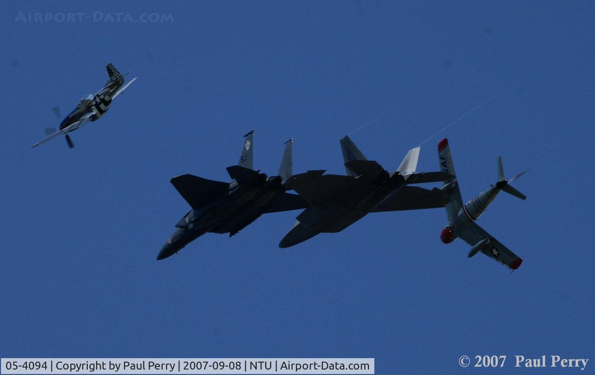 05-4094, 2005 Lockheed Martin F-22A Raptor C/N 4094, Raptor in the rear, as the formation breaks