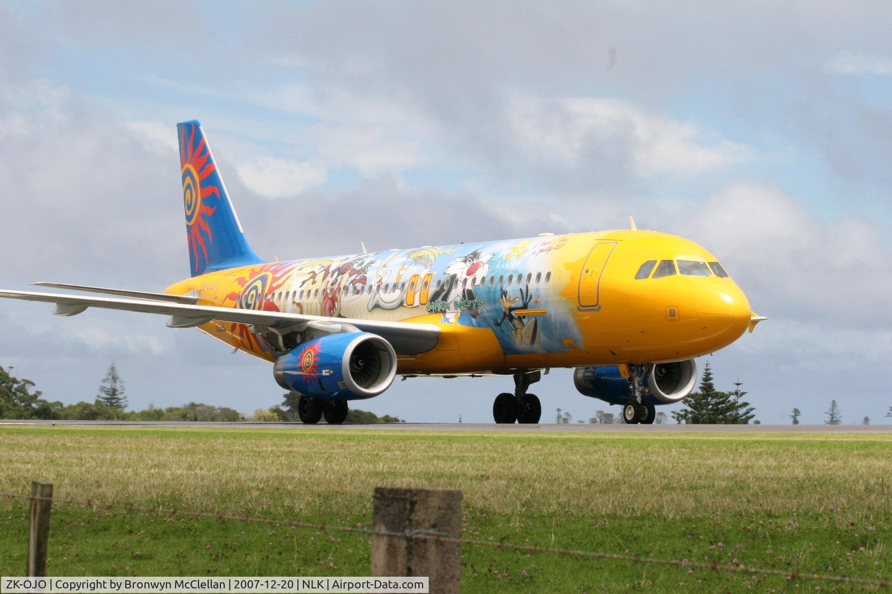 ZK-OJO, 2006 Airbus A320-232 C/N 2663, Just landed on Norfolk Island, 20 Dec 2007 10.47am