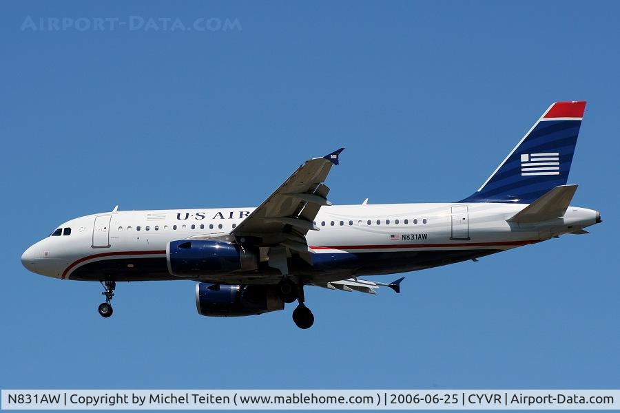N831AW, 2001 Airbus A319-132 C/N 1576, With the new US Airways livery