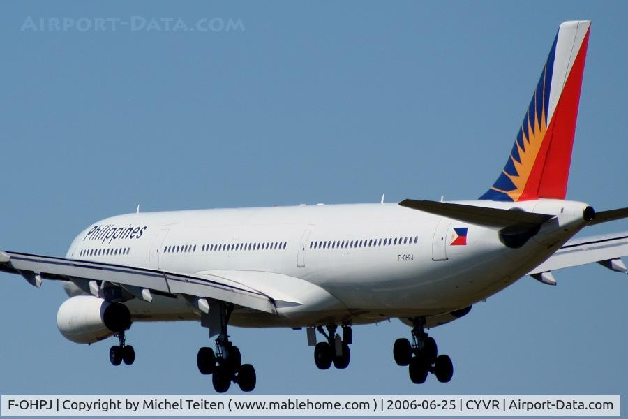 F-OHPJ, 1997 Airbus A340-313X C/N 173, Philippines Airlines arriving at Vancouver